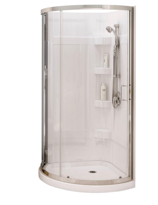 AC250835 Cyrene 34 x 34 Acrylic Center Drain Shower Kit in White with Clear glass in Chrome (Small Defect)
