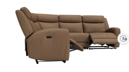 BJF250358 RoomSense Kaufman 5-Pc. Sectional with Power Recliners - Brown - small damage