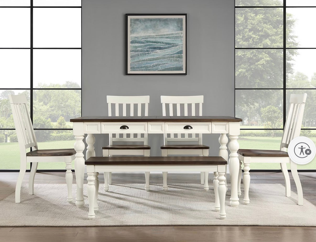 BJF250376 Joanna 6-Pc. Farmhouse Dining Set - Table Minor Damage