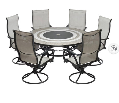 BJF250341 Berkley Jensen Stoneacre 7-Pc. Aluminum Sling Outdoor Dining Set - small dents(table)