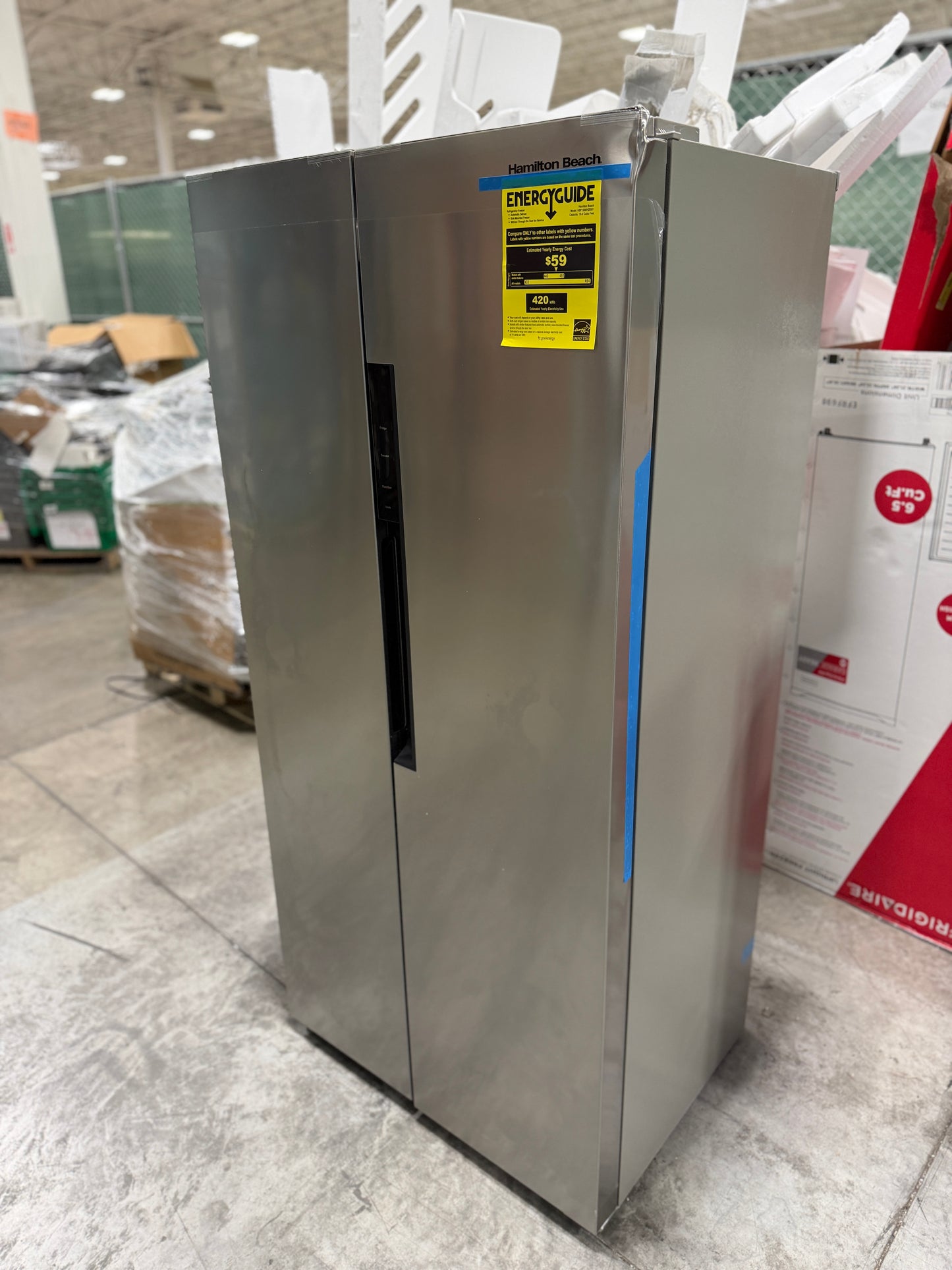 AC250635 Hamilton Beach 15.6 cu. ft. Side By Side Refrigerator in Stainless Look HZ8551