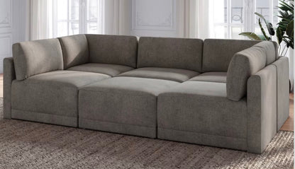CS260029 Thomasville Fallon Modular Sectional 6-piece Gray with Ottoman