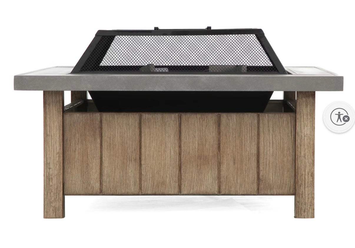 BJF250393 Berkley Jensen Crestwood 3-Pc. Outdoor Firepit Patio Chat Set - Blue
