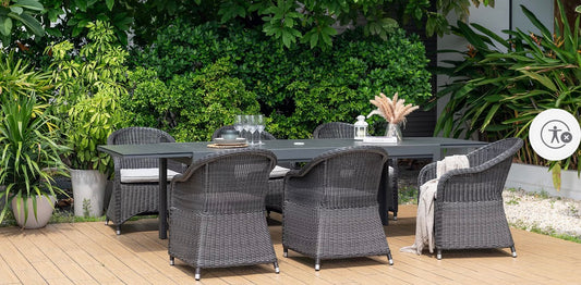 BJF250449 Amazonia Cottage 7-Pc. Exp Dining Set, Dark(Tabletop has scratches )