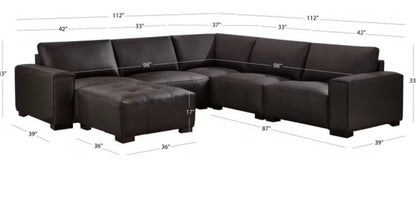 CS260008 Teagan 6-piece Leather Modular Sectional with Ottoman(minor tears)