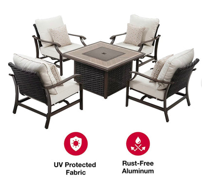 BJF250421 Berkley Jensen Outdoor Patio Portsmouth 5-Pc. Fire Chat Set