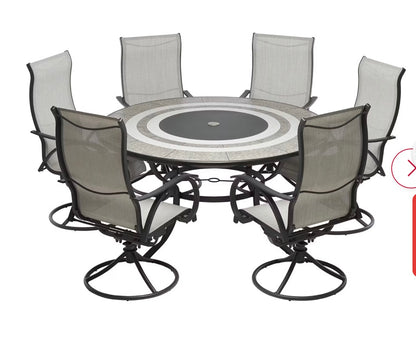 BJF250451 Berkley Jensen Stoneacre 7-Pc. Aluminum Sling Outdoor Dining Set(minor scratch)