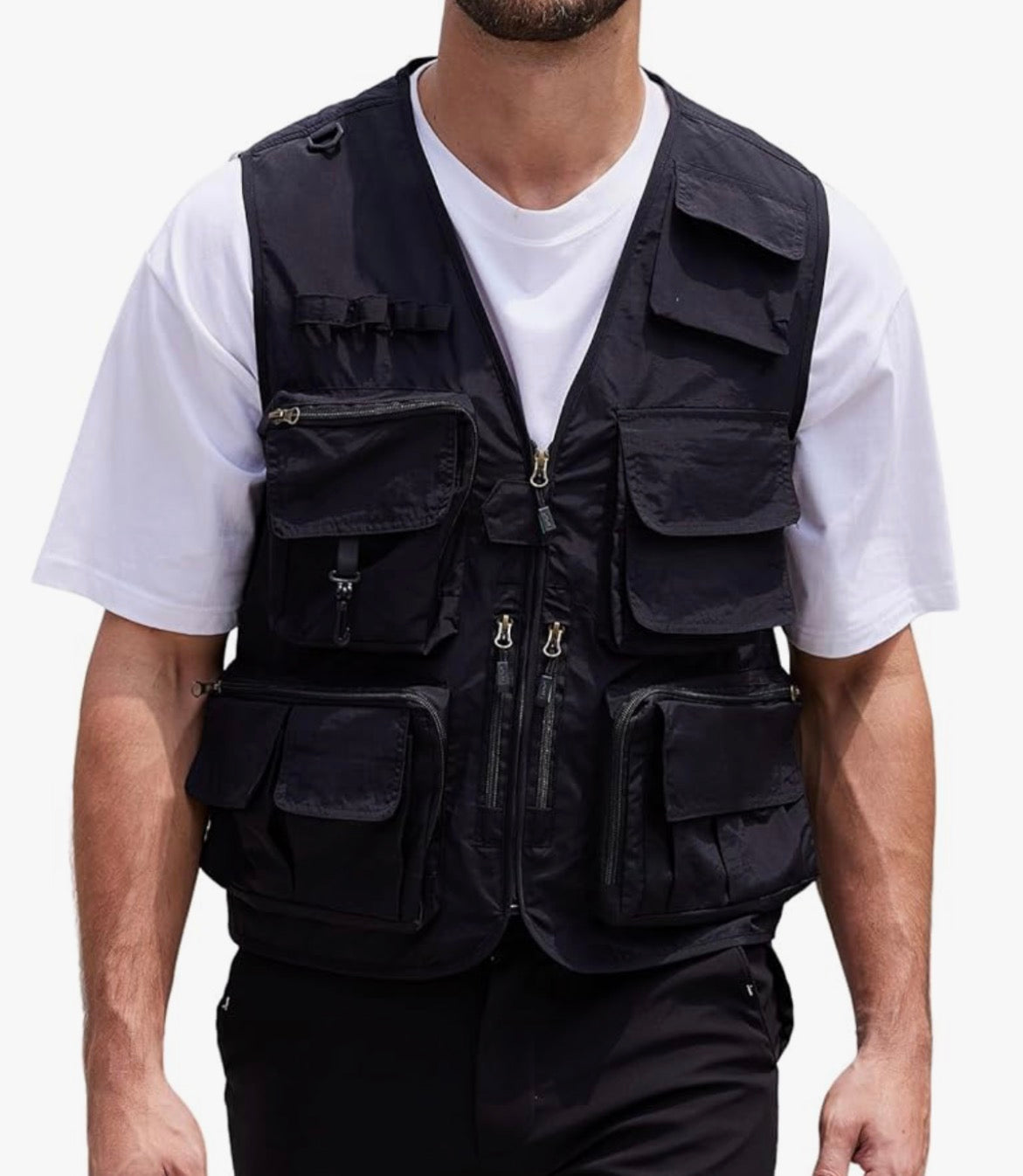 AC250865 Men’s Utility Fishing Vest Summer Lightweight Safari Travel Cargo Vest Outdoor Work Vests Multi Pockets