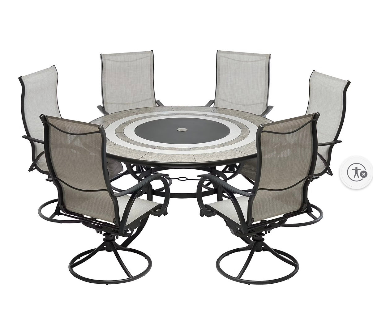 BJF250417 Berkley Jensen Stoneacre 7-Pc. Aluminum Sling Outdoor Dining Set
