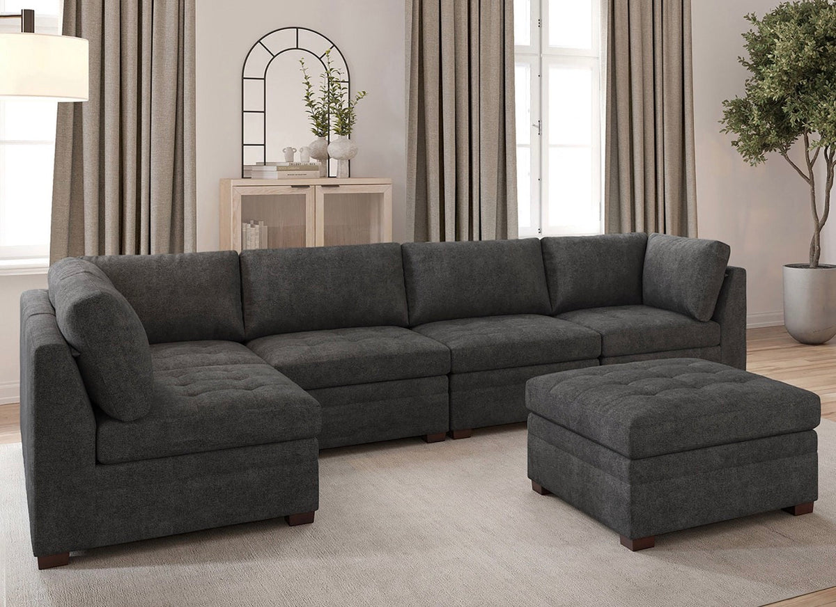 CS260088 ThomasVille Tisdale 6-Piece Fabric Sectional - Gray(Little dirty)