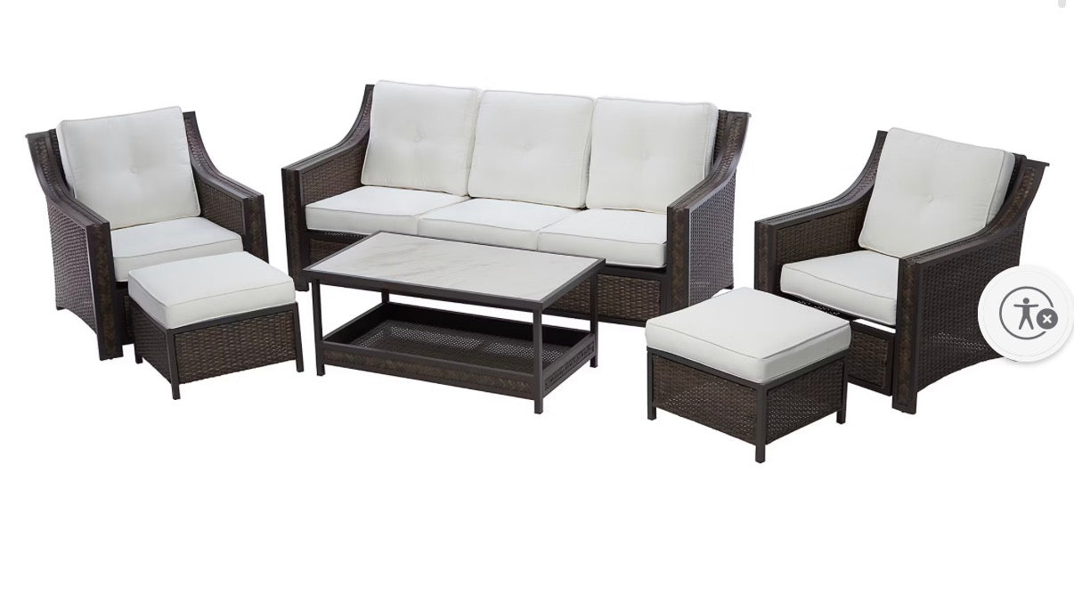 BJF250452 Berkley Jensen Watch Hill 6-Pc. Outdoor Aluminum Patio Conversation Set(cosmetic flaws)