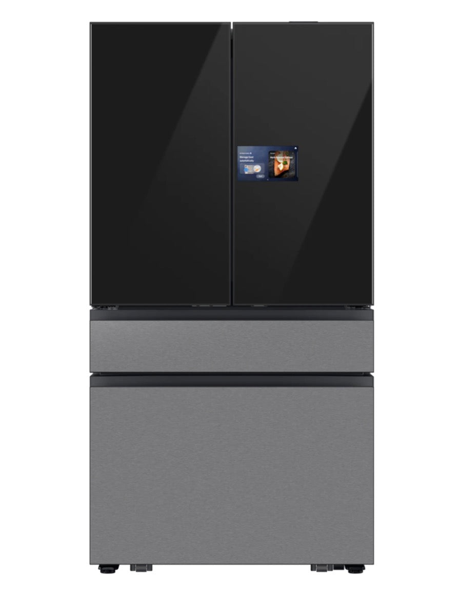 BLP00338 - Samsung - Bespoke 29 cu. ft. 4-Door French Door Refrigerator with AI Home & AI Vision Inside™ - Charcoal Glass / Stainless Steel (AS-IS, Door Sensor Issue)
