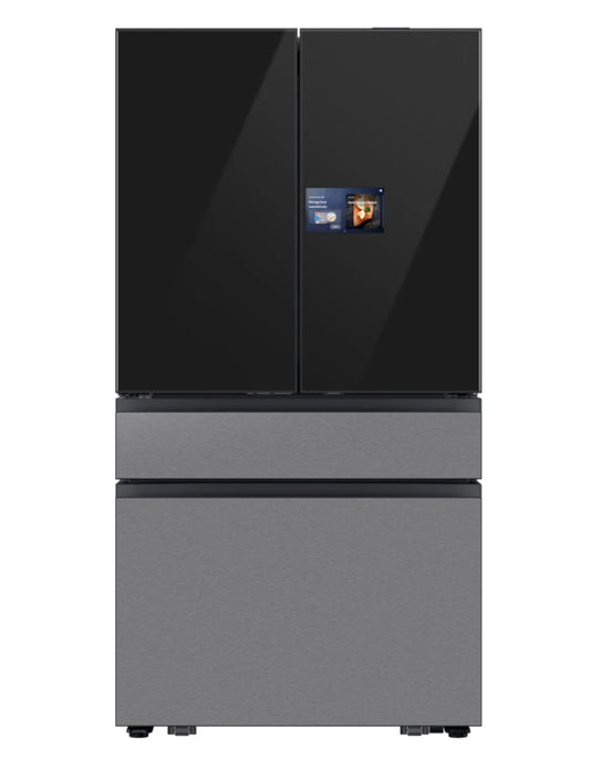BLP00338 - Samsung - Bespoke 29 cu. ft. 4-Door French Door Refrigerator with AI Home & AI Vision Inside™ - Charcoal Glass / Stainless Steel (AS-IS, Door Sensor Issue)