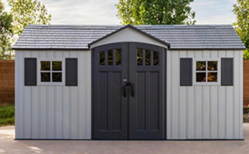 BJF250383 Lifetime 15' x 8' Outdoor Storage Shed - AS-IS(used-missing hardware)