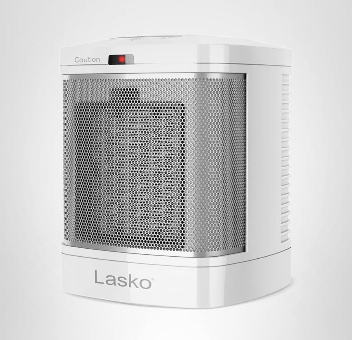 AC250714 Lasko Portable Electric Ceramic Space Heater with ALCI Plug for Bathroom Use, 2 Heat Settings and Simple Heat Button, 8 Inches, White, 1500W, CD08200