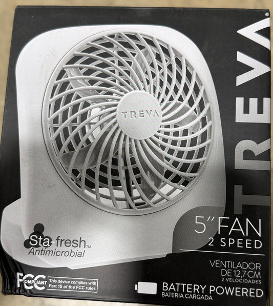 AC250893 Treva Personal 5" Fan Two Speed Battery Power Adjustable