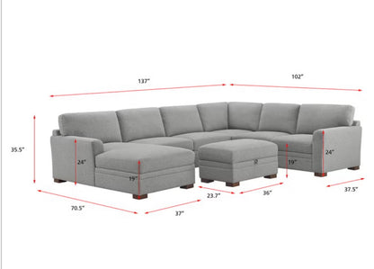 CS260010 Langdon Fabric Sectional with Chaise and Storage Ottoman(missing cushion)