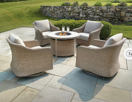 BJF250447 Berkley Jensen Randolph 5-Pc. Fire Chat Set(two chairs - wicker is damaged)
