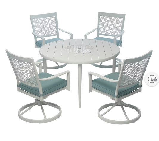 BJF250387 Berkley Jensen Highland 5-Pc. Outdoor Metal Dining Set(Cushions dirty)