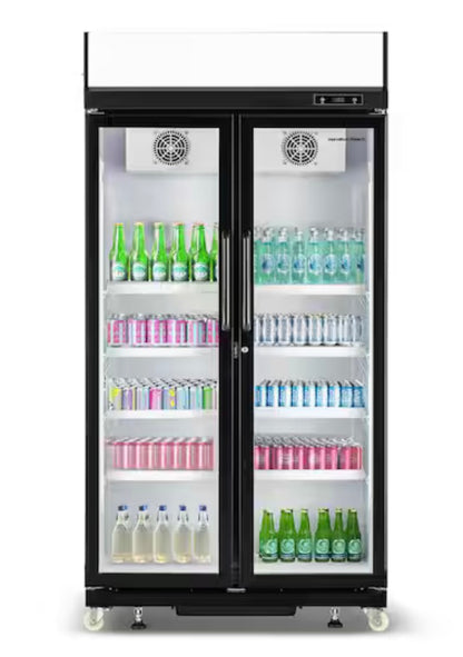 AC260059 20.5 cu. ft. Commercial 2-Door Glass Display Fridge in Black - HBCBC2050 - Damaged