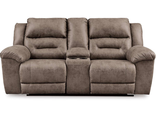 AH101 Stoneland Reclining Power Loveseat with Console(Missing charger. Has a small cut)