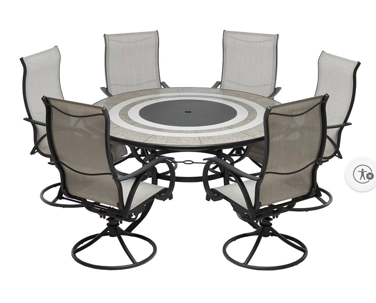 BJF250373 Berkley Jensen Stoneacre 7-Pc. Aluminum Sling Outdoor Dining Set