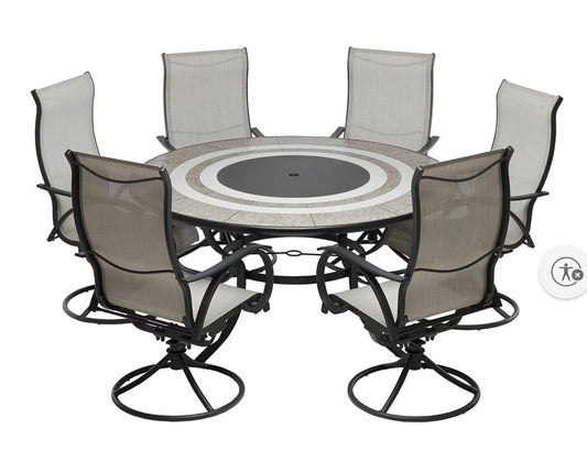 BJF250373 Berkley Jensen Stoneacre 7-Pc. Aluminum Sling Outdoor Dining Set
