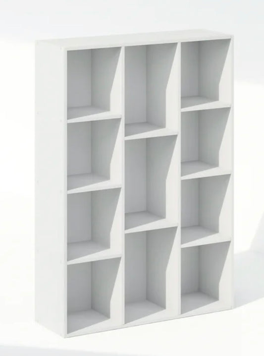 AH180 Furinno Reed 11-Cube Reversible Open Shelf Multipurpose Bookcase, Storage Organizer, White