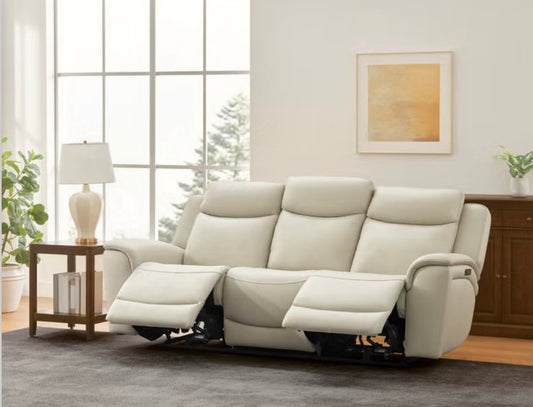 CS260019 Sanders Leather Power Reclining Sofa with Power Headrests(Missing power cord/Dirty)