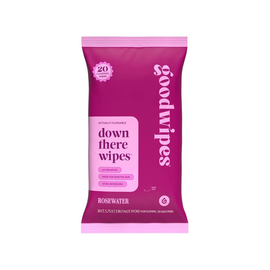AC250778 Goodwipes Flushable Down There Cleansing Wipes - Rosewater
