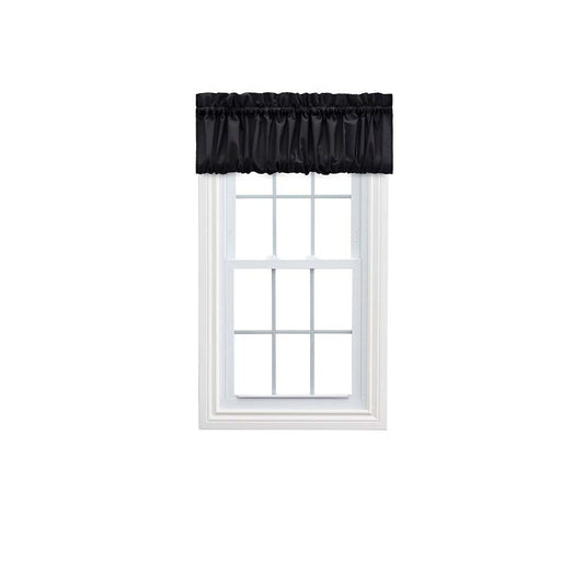 AC250759 Ellis Stacey Solid Color Window 1.5" Rod Pocket High Quality Fabric Balloon Valance 60"x15" Black