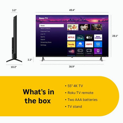 Hiro 65" Roku TV 4K HDR Smart TV Flat Screen LED Television H65C4C4-R