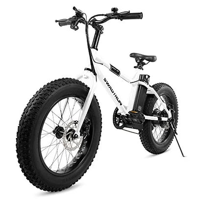 AC260132 Swagtron EB6 Bandit EBike Fat Tire Electric Bike 350W High-speed Power Assist, Removable Battery, Dual Disc Brakes, Shimano SIS Shifting Built for Trail Riding