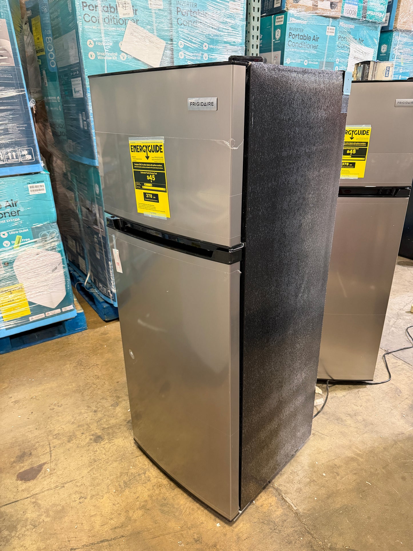 AC250627 Frigidaire, 2 Door Apartment Size Refrigerator with Freezer, 7.5 cu ft, Adjustable Spill-Proof Shelves, Door & Crisper Bins, Platinum Silver, Garage Ready