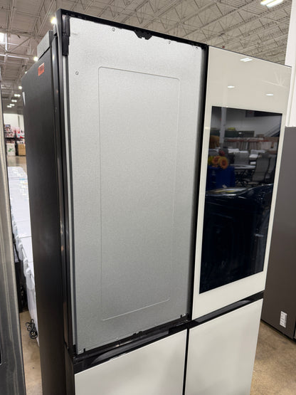 BLP00613 - Samsung Bespoke 36 in. 23 cu. ft. Counter Depth 4-Door Flex French Door Refrigerator in White Glass with Family Hub Plus - RF23DB990012A