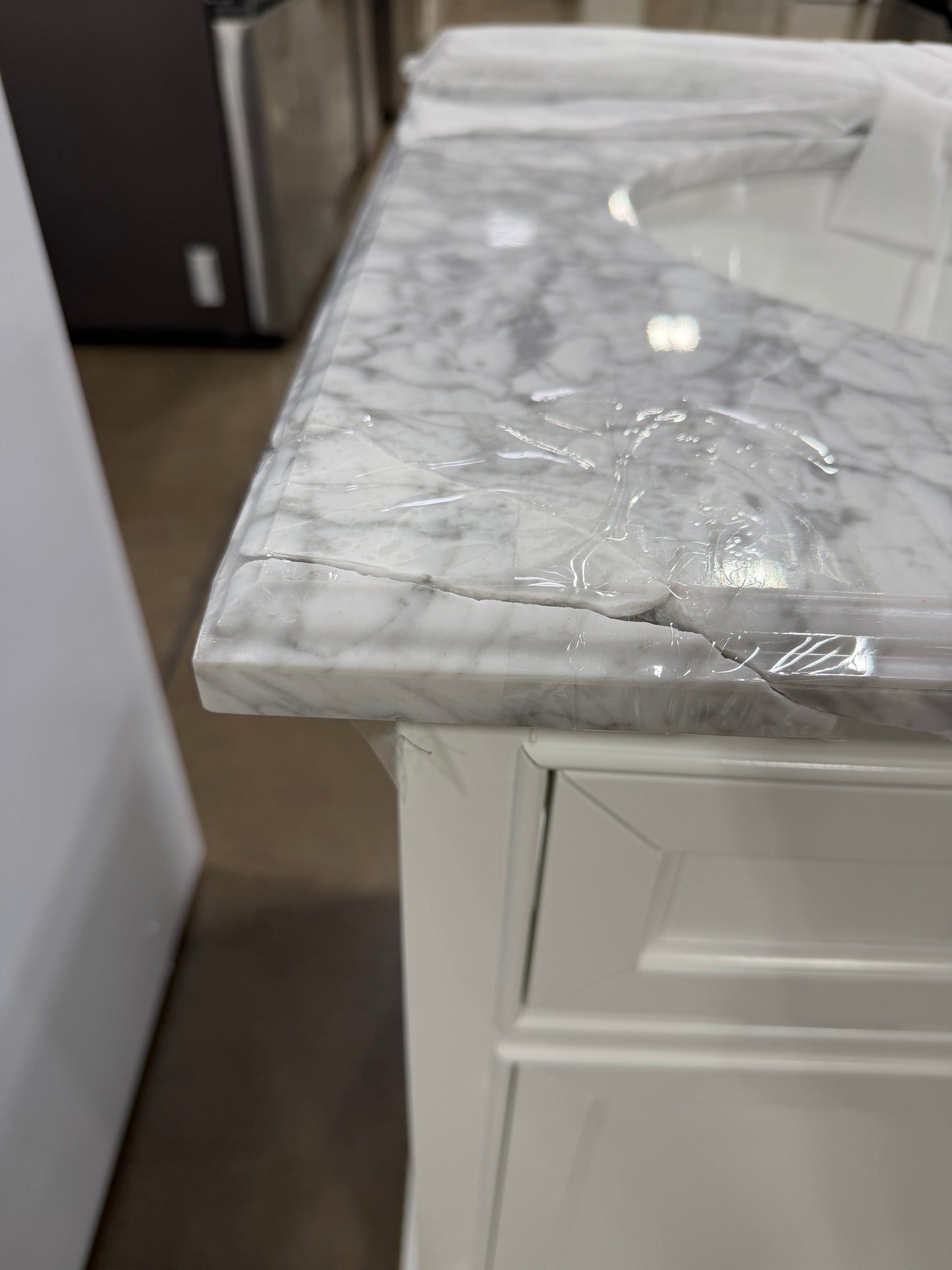 AC260016 Windlowe 24 in. Single Sink White Bath Vanity with White Carrara Marble Top - Damaged