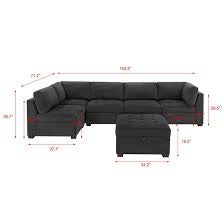 CS260001 Thomasville Tisdale Modular Sectional 6-piece Dark Gray with Storage Ottoman