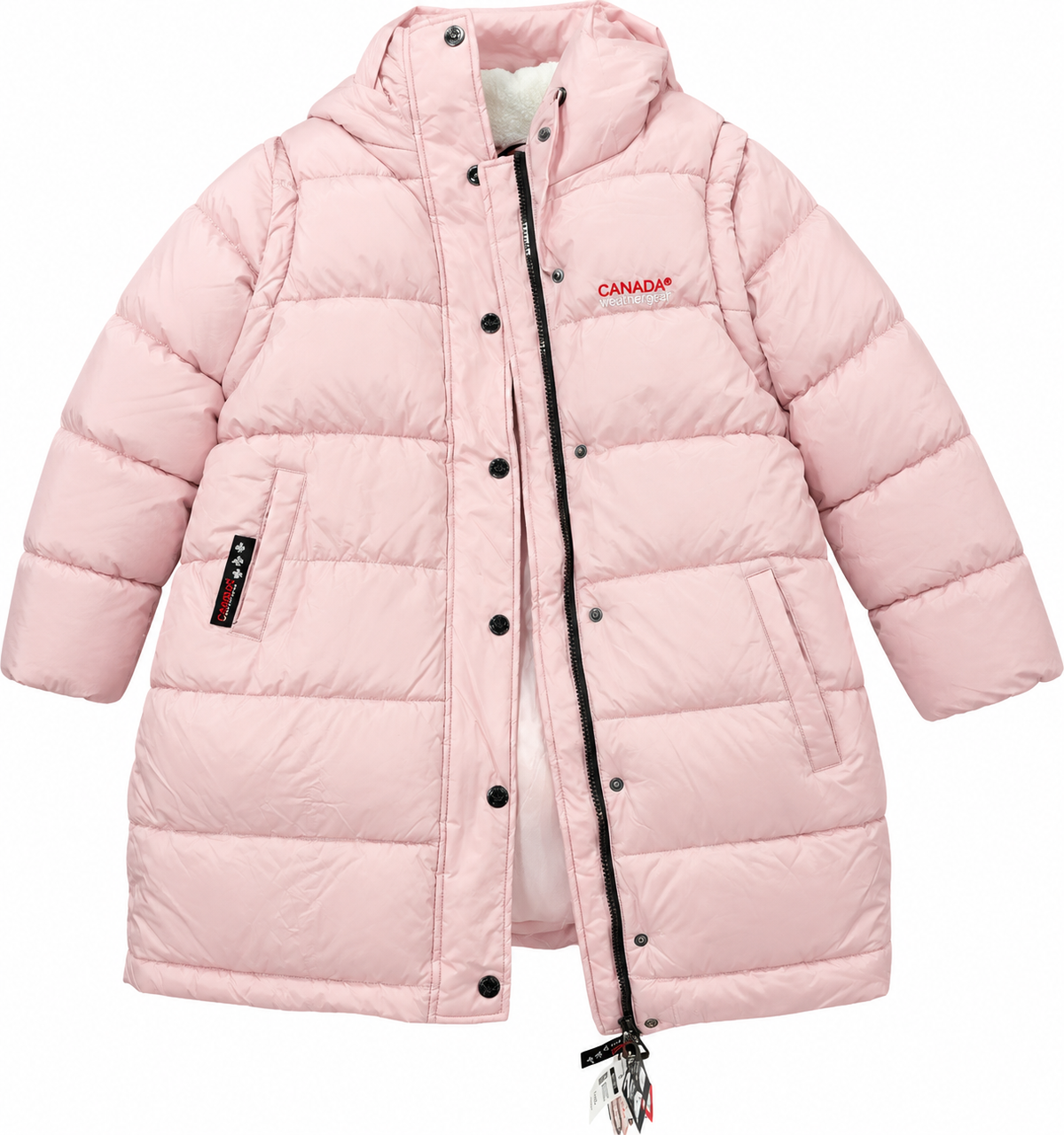 Canada Weathergear Women’s Pink Puffer Winter Jacket with Hood