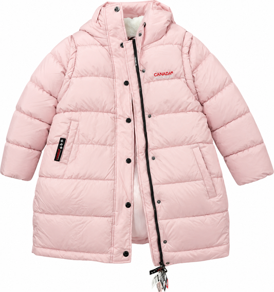 Canada Weathergear Women’s Pink Puffer Winter Jacket with Hood