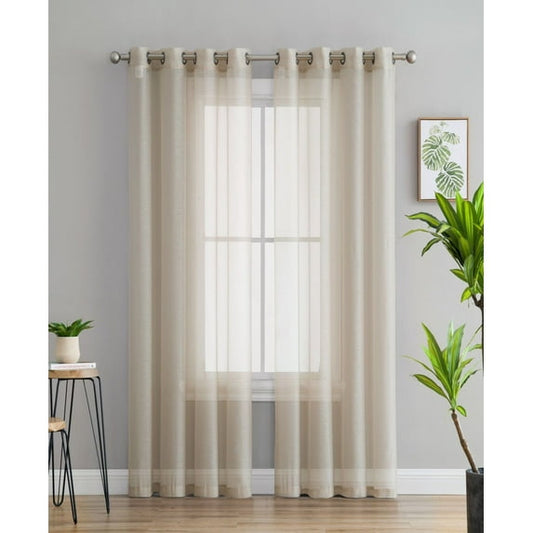 AC250747 Lumino by Hlc. me Perth Semi Sheer Grommet Curtain Panels, Beige
