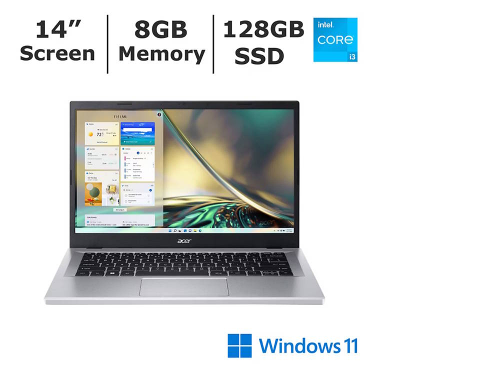 Acer Aspire 3 14" Laptop, Intel Core i3 Processor, 8GB Memory, 128GB SSD   NX.KMKAA.004-R