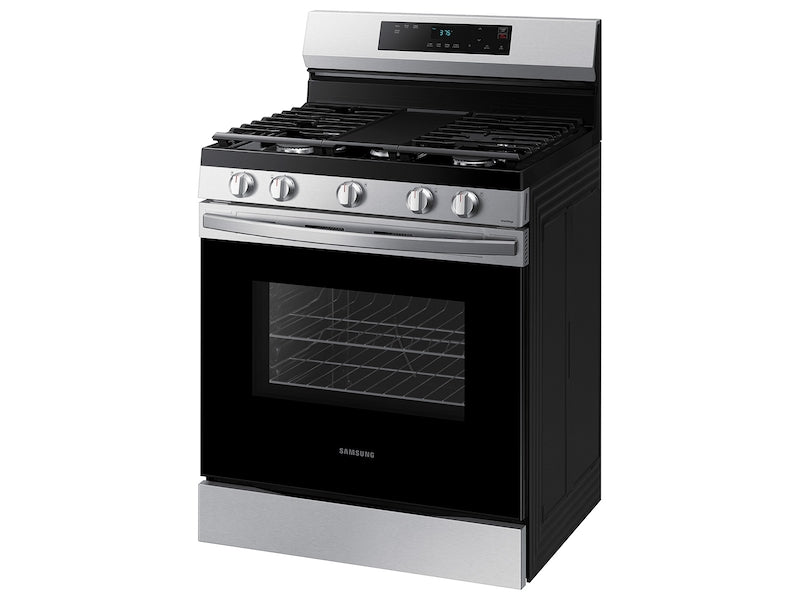 BLP00819 - Samsung 30 in. 5-Burner Freestanding Smart Gas Range in Black Stainless Steel w/ No Preheat AirFry and Wi-Fi - NX60A6111SSAA