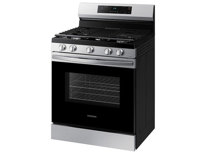 BLP00819 - Samsung 30 in. 5-Burner Freestanding Smart Gas Range in Black Stainless Steel w/ No Preheat AirFry and Wi-Fi - NX60A6111SSAA