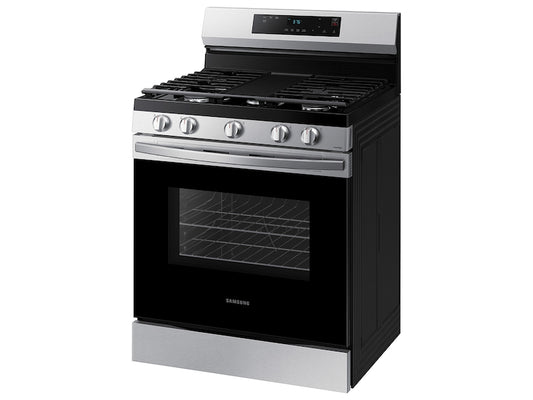 BLP00819 - Samsung 30 in. 5-Burner Freestanding Smart Gas Range in Black Stainless Steel w/ No Preheat AirFry and Wi-Fi - NX60A6111SSAA