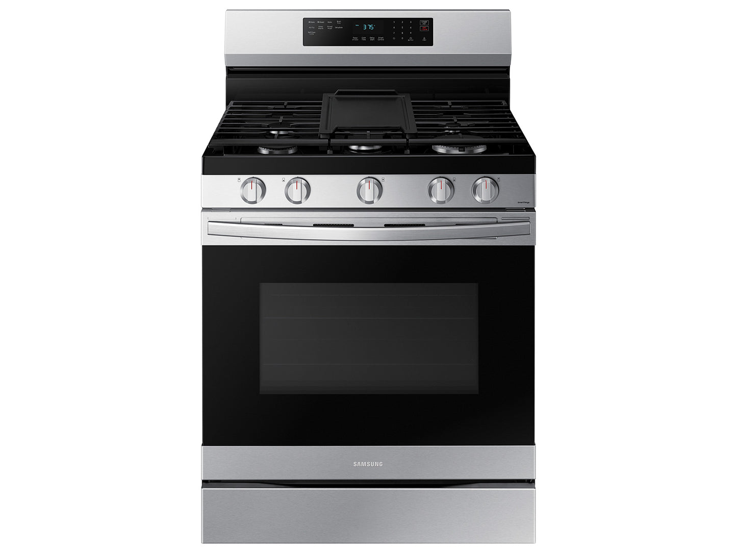 BLP00611 - Samsung - 30 in. 5-Burner Freestanding Smart Gas Range in Stainless Steel with No Preheat AirFry and Wi-Fi Enabled - NX60A6511SSAA
