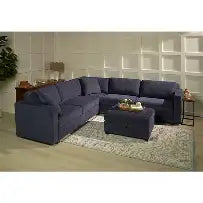 BJF250244 3PC SECTIONAL WITH STORAGE OTTOMAN- NAVY