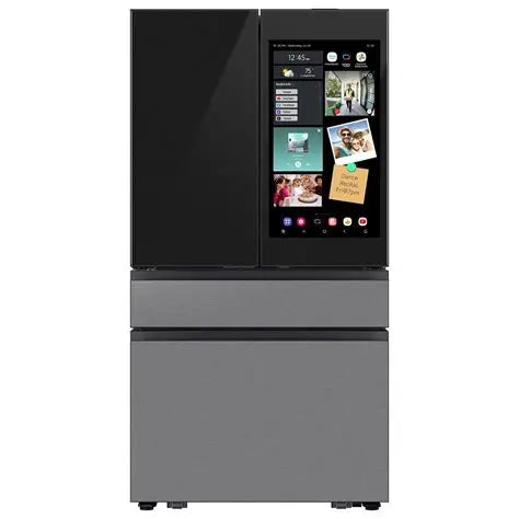BLP00833 - Samsung - Bespoke 29 cu. ft. 4-Door French Door Refrigerator with AI Family Hub+ - Charcoal Glass - RF90F29AECRAA