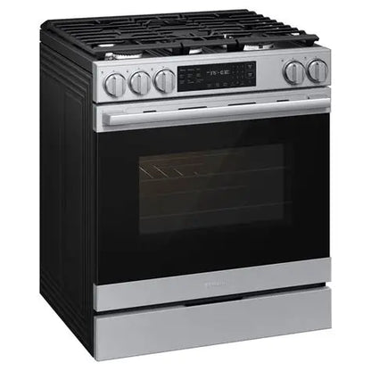BLP00740 - Samsung - 30 in. Wide 5 Burner 6.0 cu. ft. Bespoke Smart Slide-In Gas Range - NSG80H60SRAA