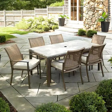 BJF250121 Berkley Jensen Oak Crest 7-Pc. Outdoor Metal Dining Set