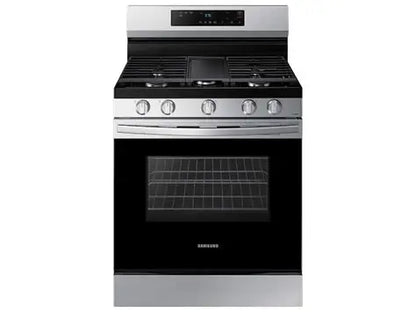 BLP00547 - 30 in. 5-Burner Freestanding Smart Gas Range in Black Stainless Steel w/ No Preheat AirFry and Wi-Fi - NX60A6111SSAA